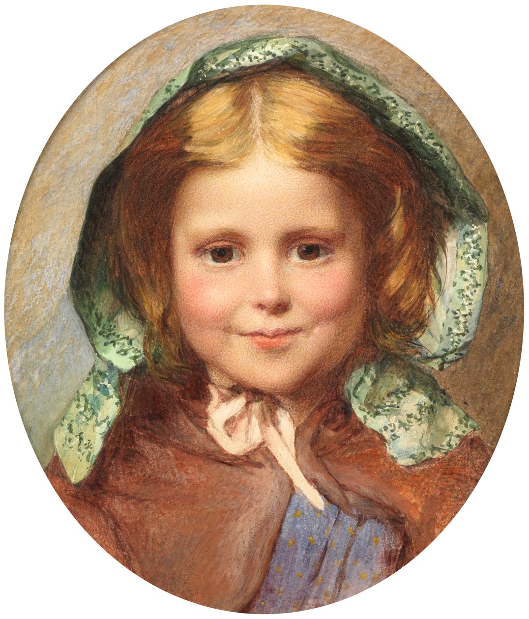 Girl in a Bonnet (akvarel) af British School