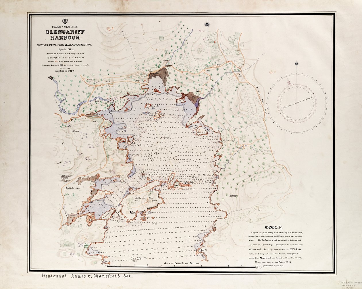 Irland - Vestkysten, Glengariff Harbour. Opmålt af den kvalificerende klasse på navigationsskolen i september-oktober 1912. af British School