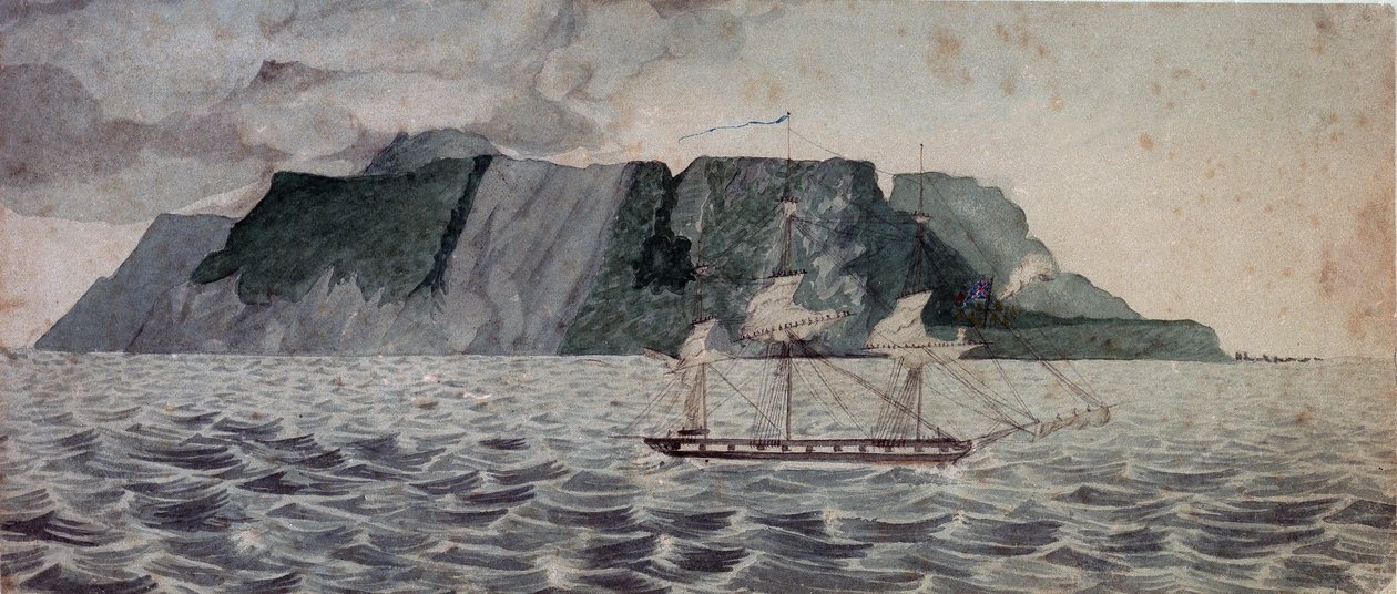 Øen Tristan da Cunha, ca. 1825 (akvarel) af British School