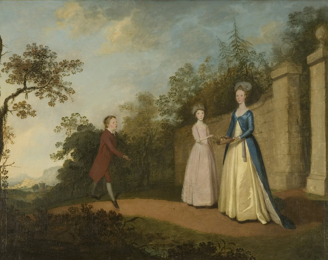 Mary og Emmette Pettener og agerhøne, ca. 1770 (olie på lærred) af British School