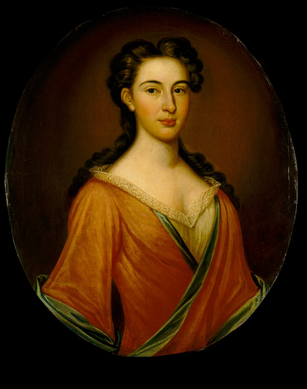 Fru Edmund Nelson (1698-1789), ca. 1720 (olie på lærred) af British School