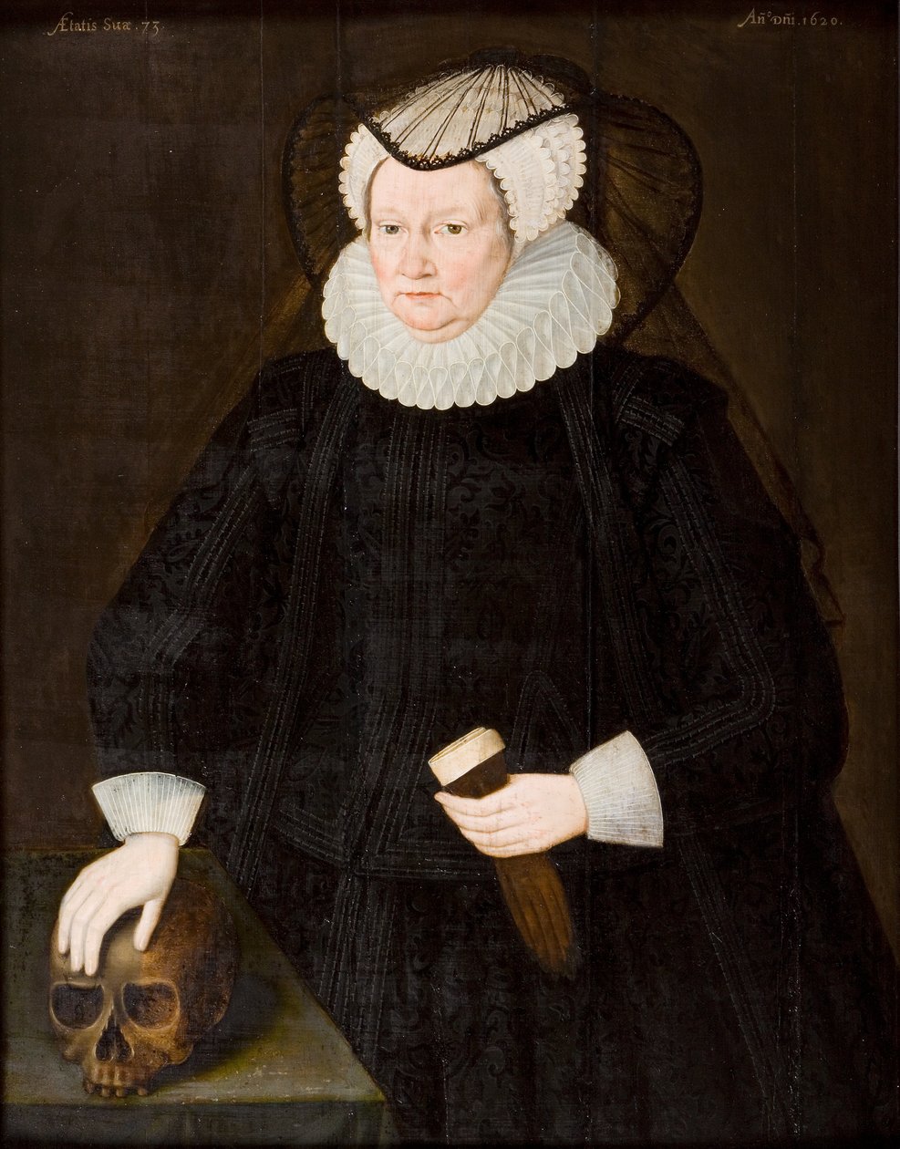 Fru Elizabeth Morgan (olie på panel) af British School