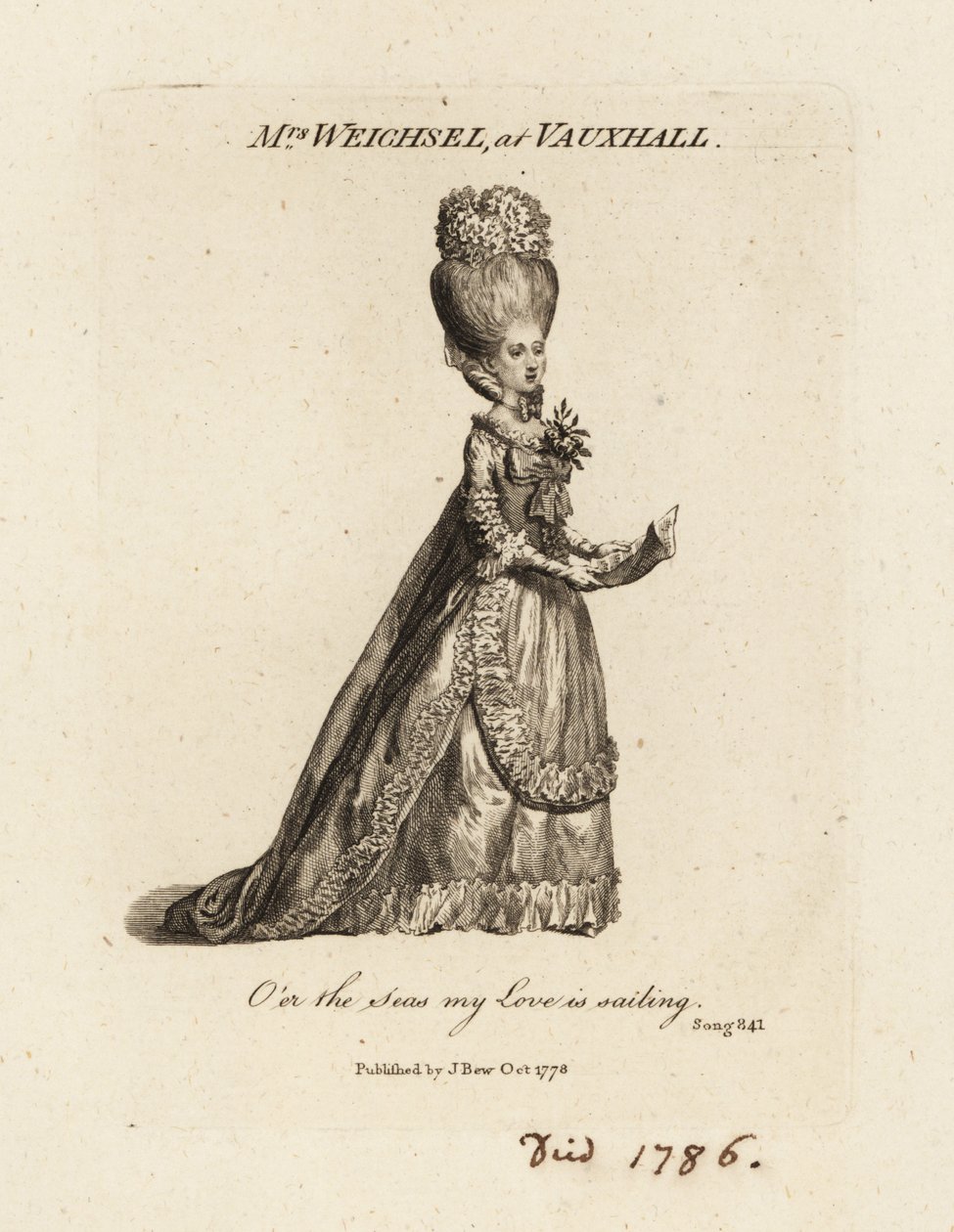 Fru Frederica Weichsel synger i Vauxhall Pleasure Gardens, slutningen af det 18. århundrede af British School