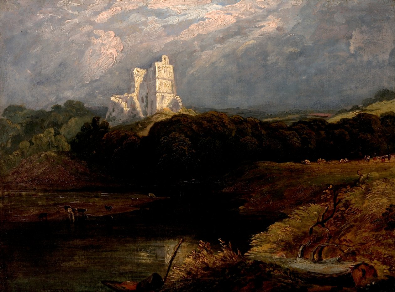Norham Castle, Northumberland (olie på lærred) af British School