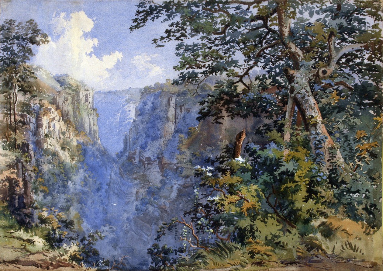 Pachmarhi, Madhya Pradesh (akvarel) af British School