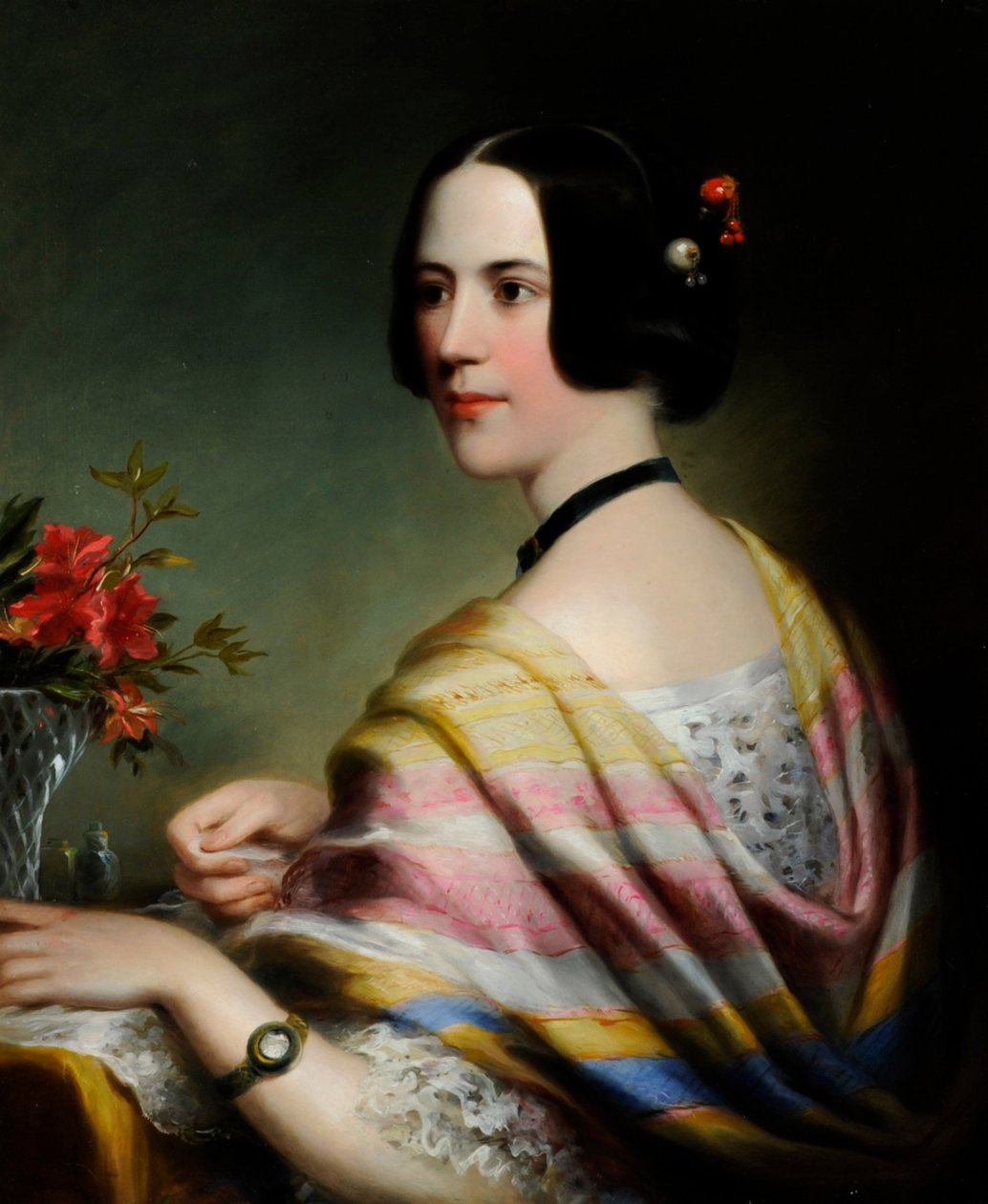 Portræt af Miss Eliza Wilkinson, ca. 1860 (olie på lærred) af British School