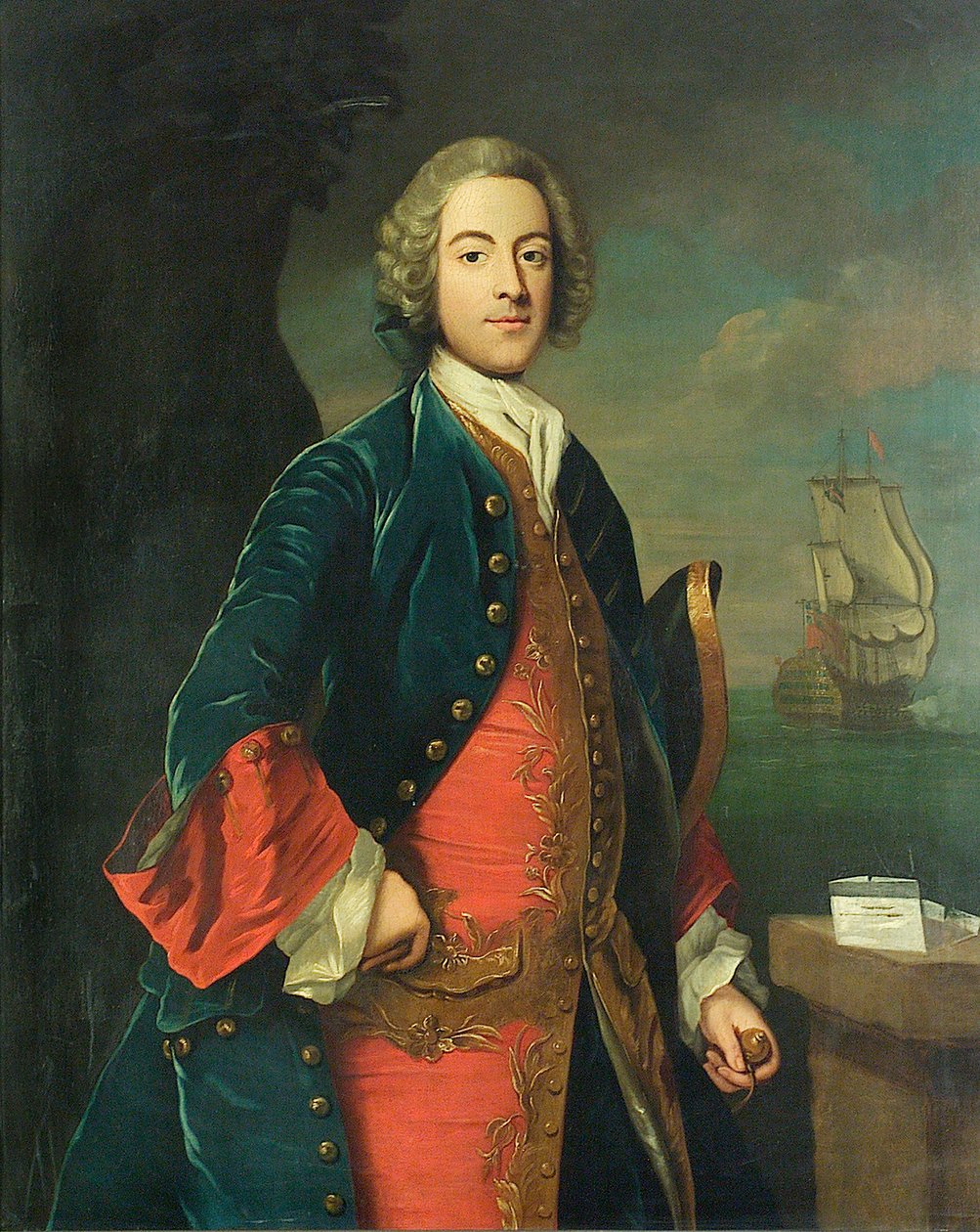 Portræt af en søofficer, ca. 1730-40 (olie på lærred) af British School