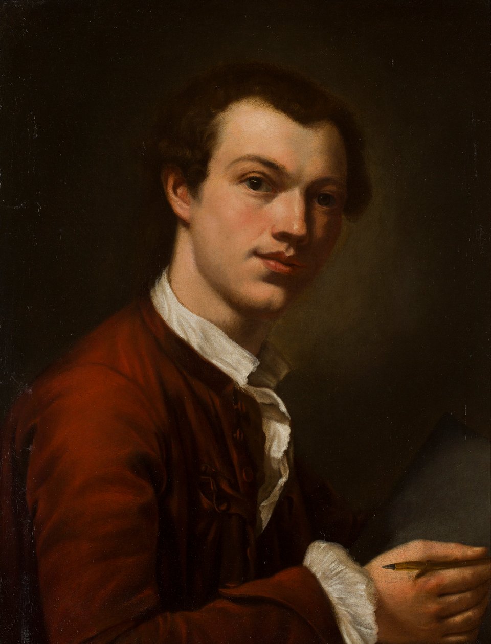 Portræt af en kunstner, muligvis et selvportræt (olie på lærred) af British School