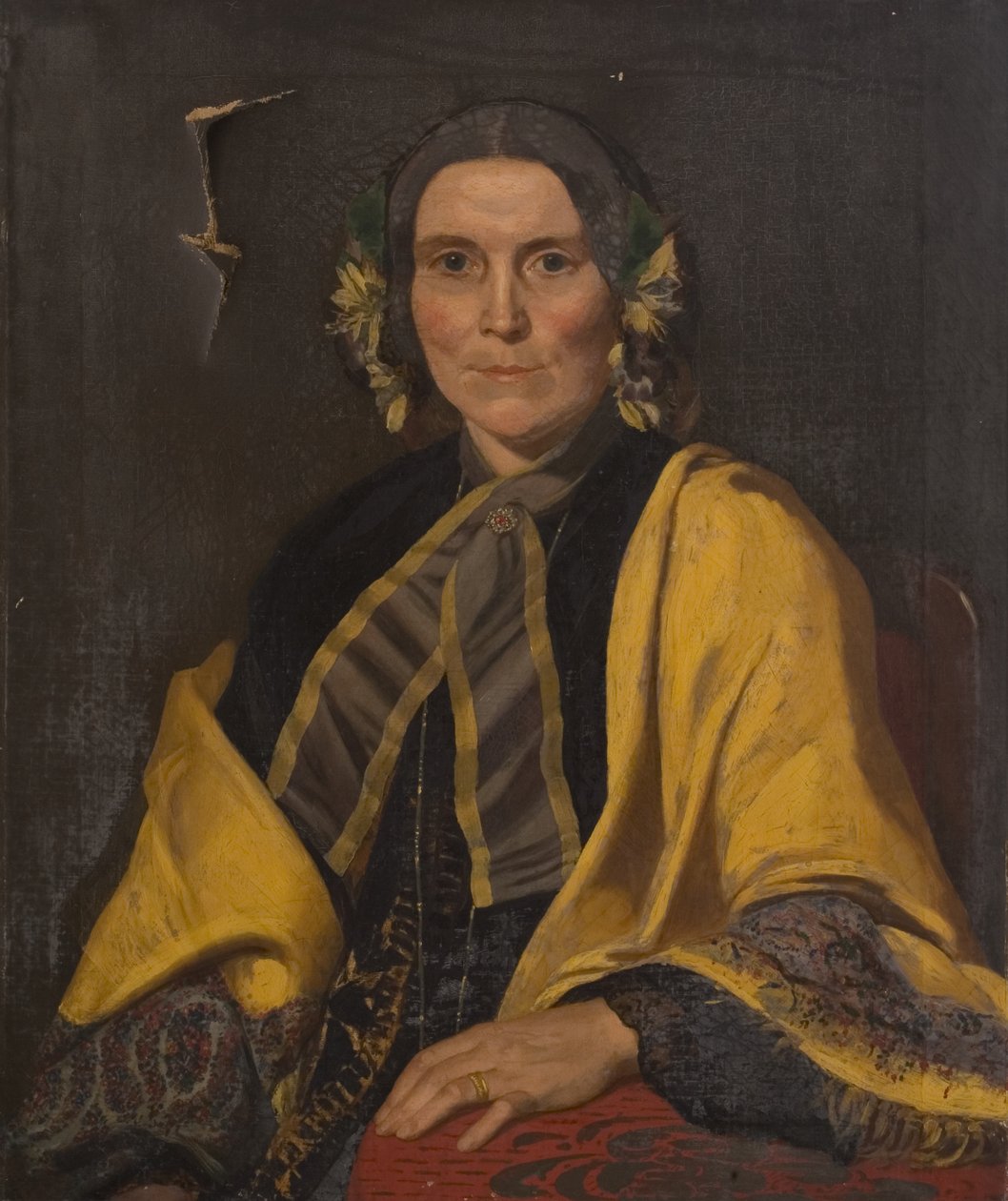 Portræt af en ukendt kvinde, ca. 1840 (olie på lærred) af British School