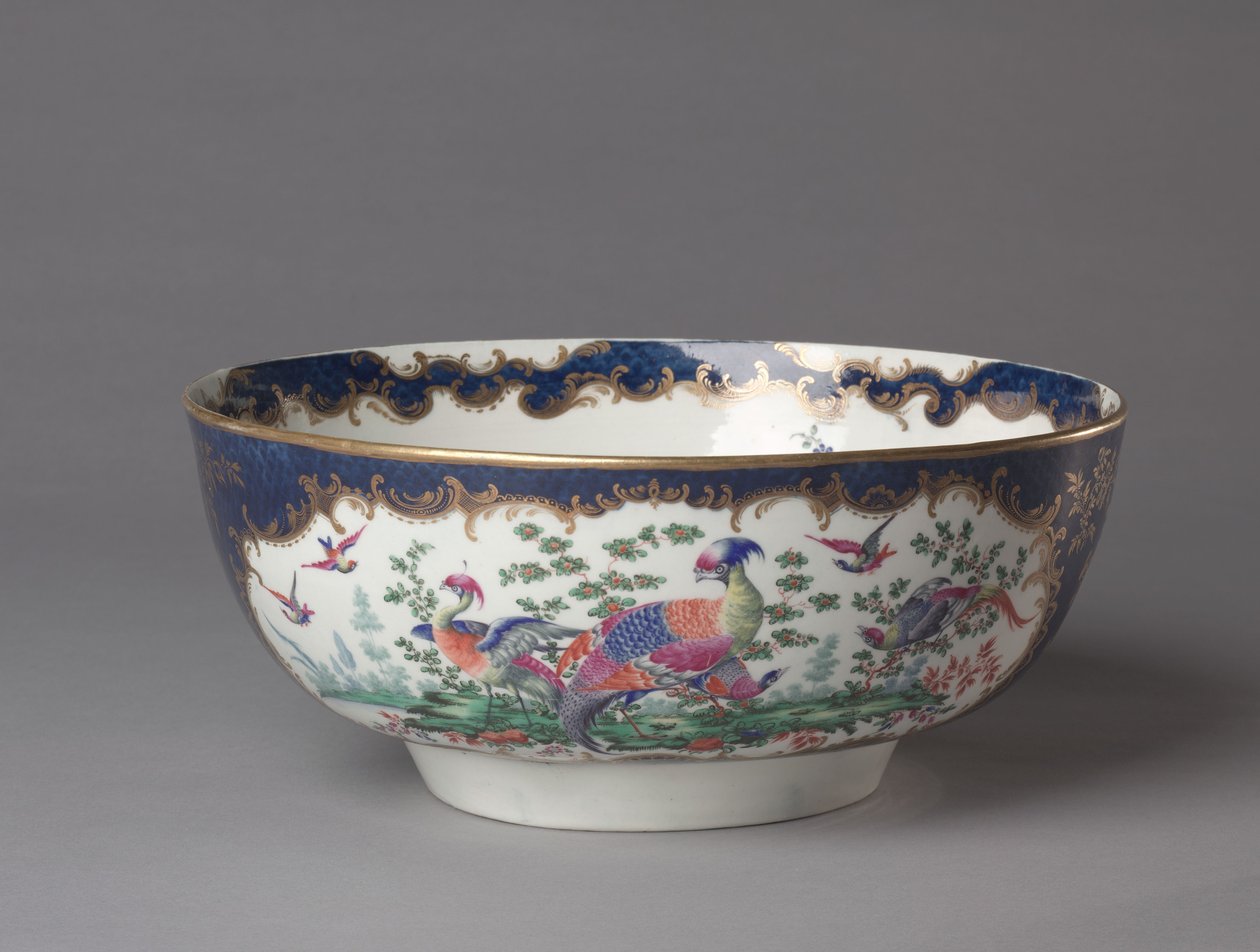 Punch Bowl, Worcester Porcelænsfabrik, ca. 1770 af British School
