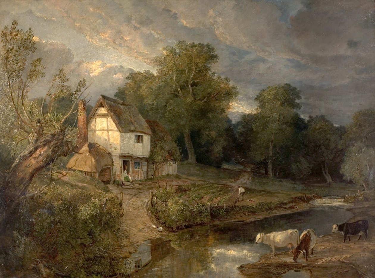 Ringland Hills, Costessy, Norwich (olie på lærred) af British School