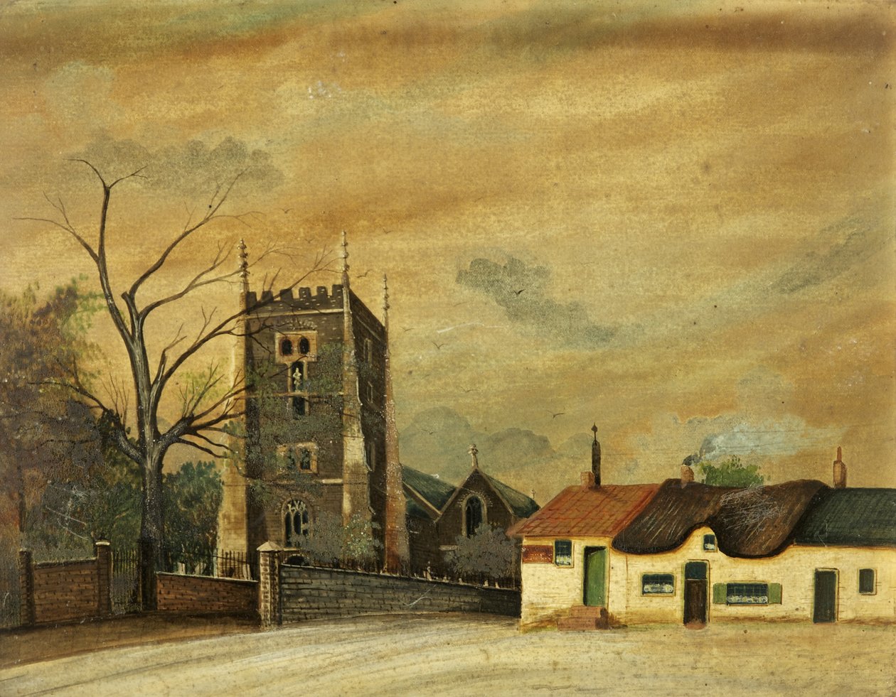 St. Woolos Church og Old Six Bells Inn af British School