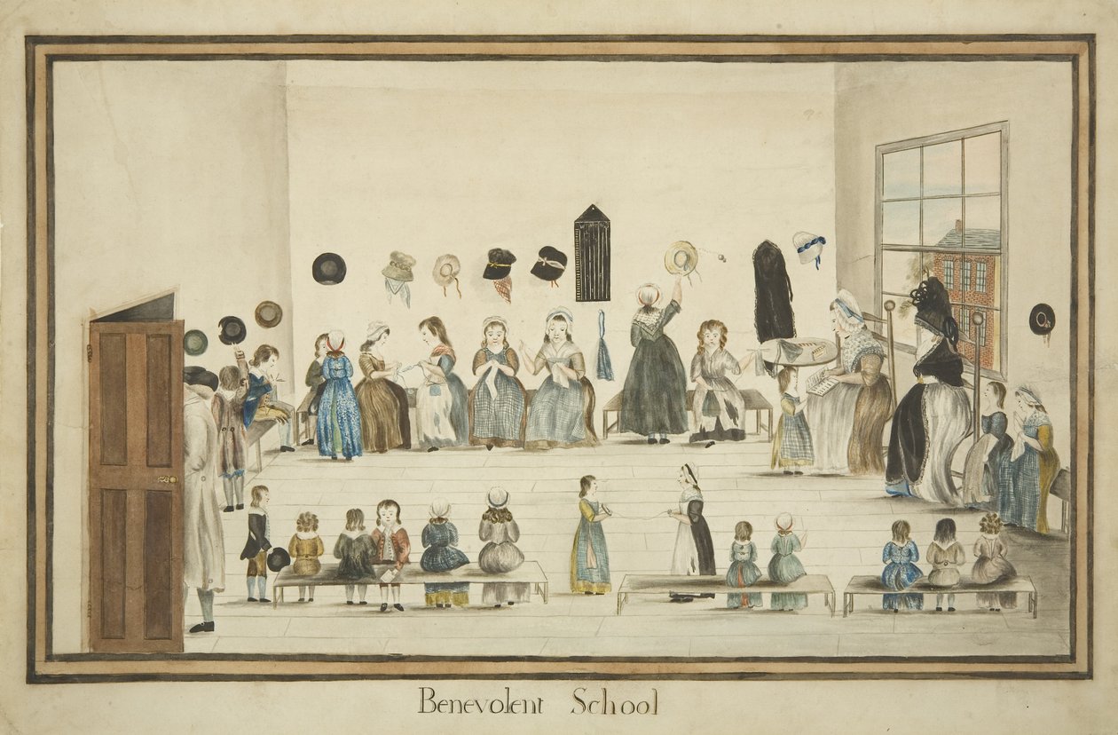Den velvillige skole, ca. 1795 (akvarel og blæk på papir) af British School
