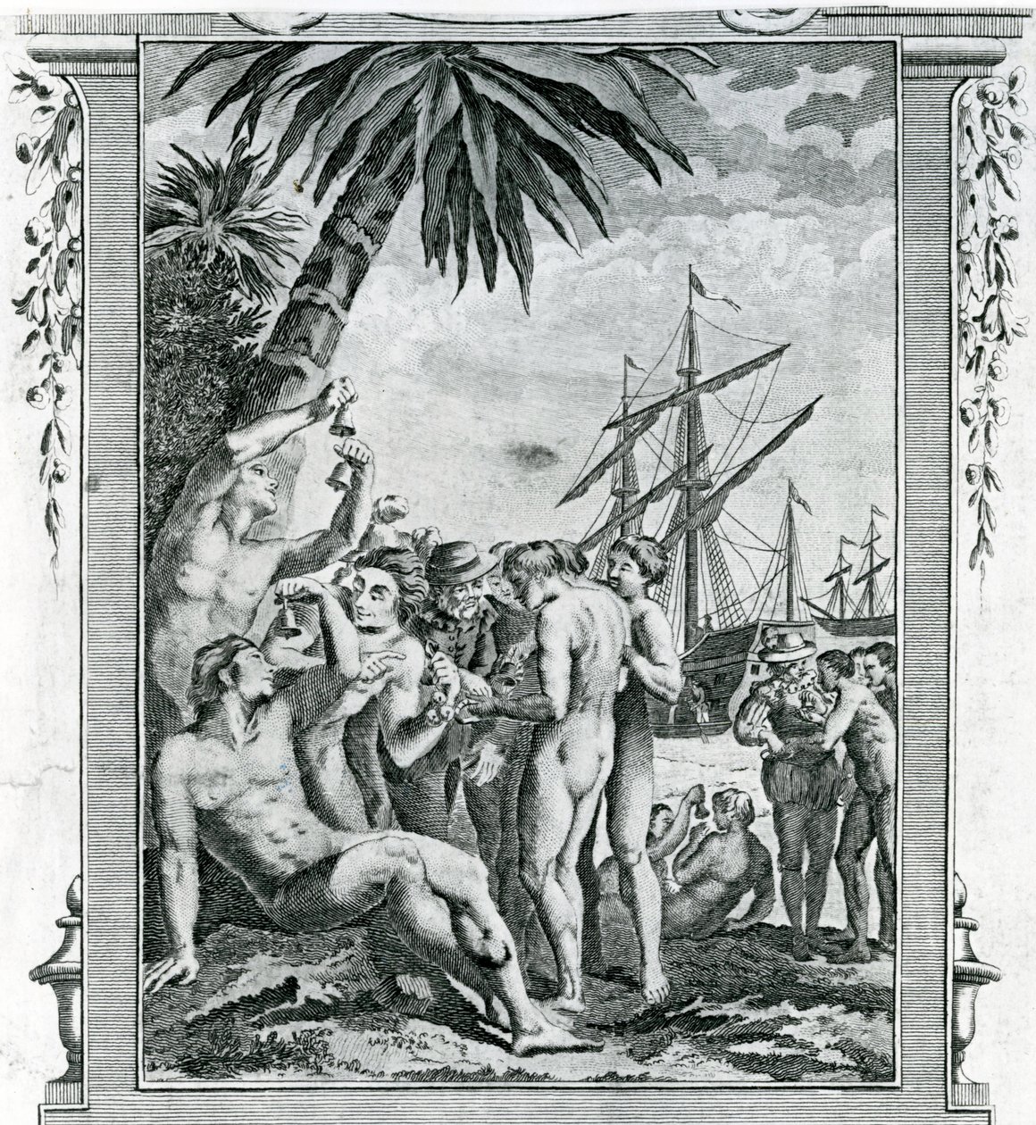 Det første interview af Christopher Columbus med de indfødte i Amerika af British School
