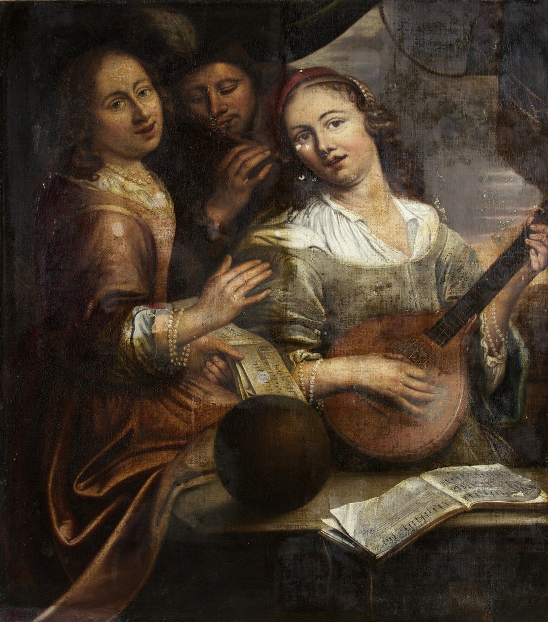 Tre musikere, ca. 1700 (olie på lærred) af British School