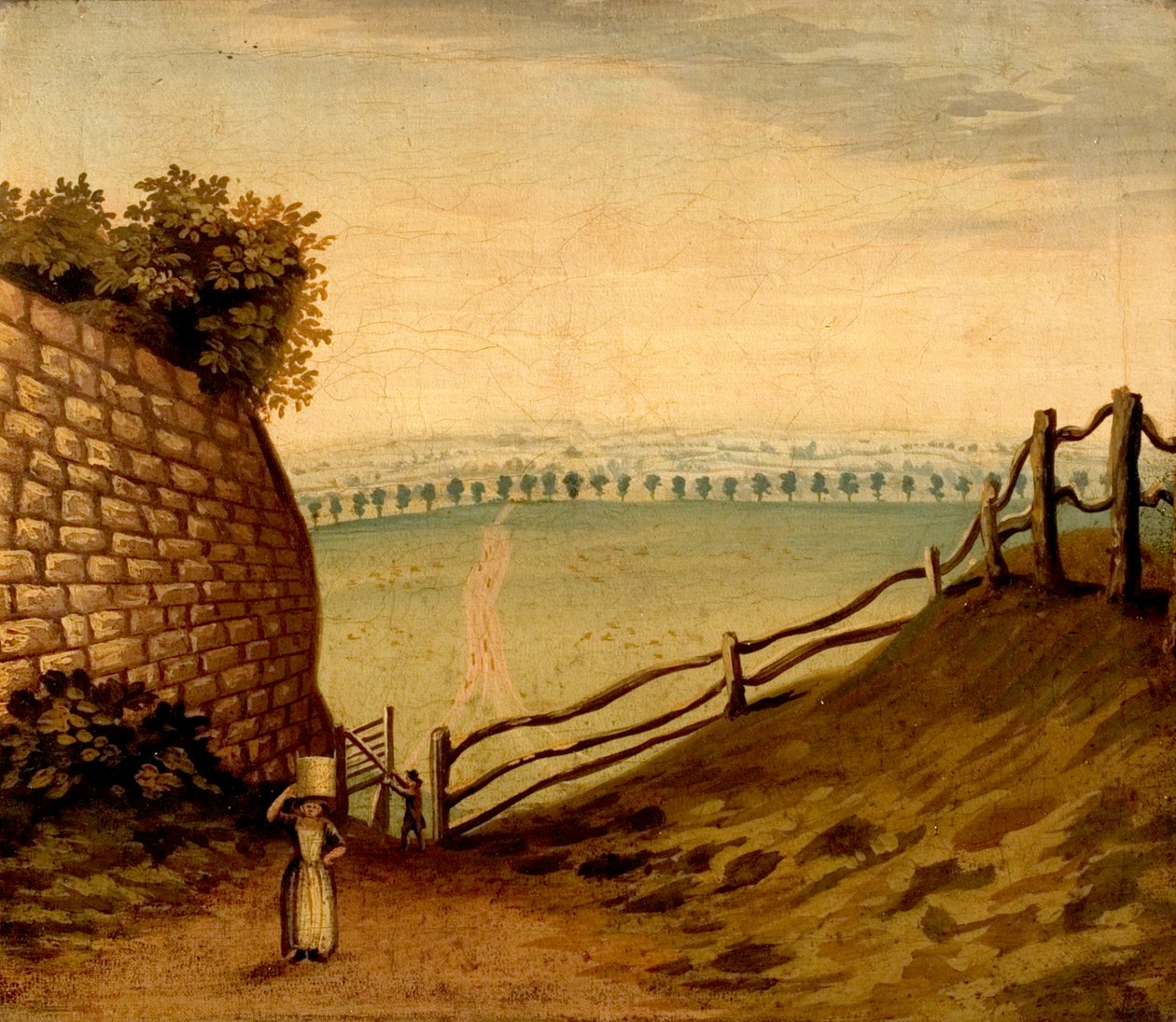 Udsigt over gangstien til Lenton på tværs af Nottingham Park, ca. 1795 af British School
