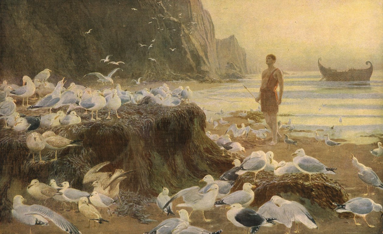 An Old World Wanderer, 1887, c1930. af Briton Riviere