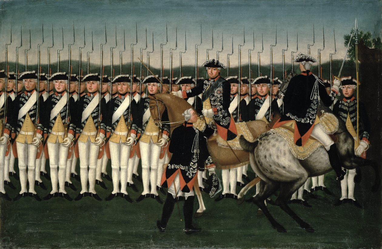 Friedrich II (1712-86) med Hessens Garderegiment af Brock