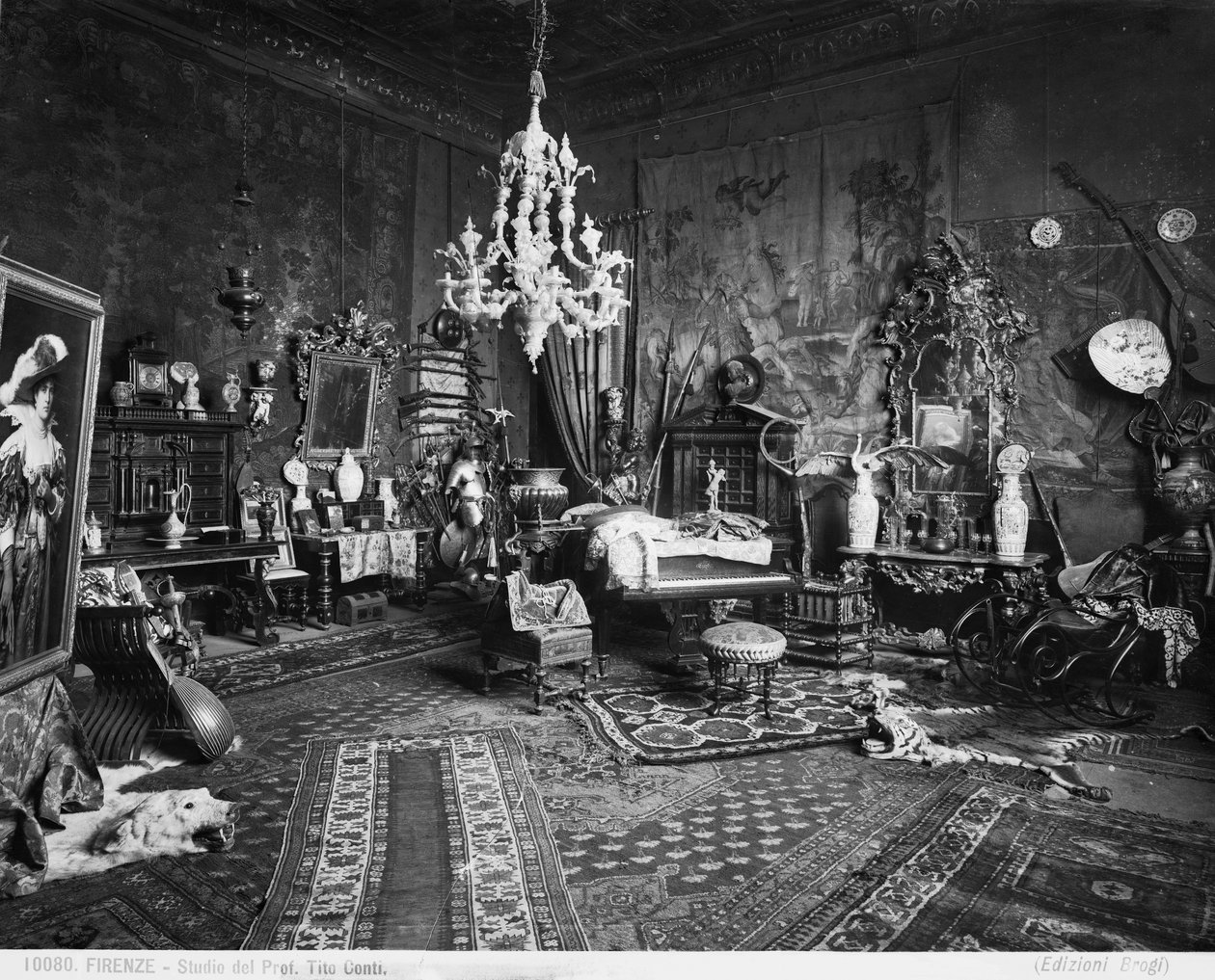 Studiet af maleren og professor Tito Conti, Firenze (s/h foto) af Brogi Brogi