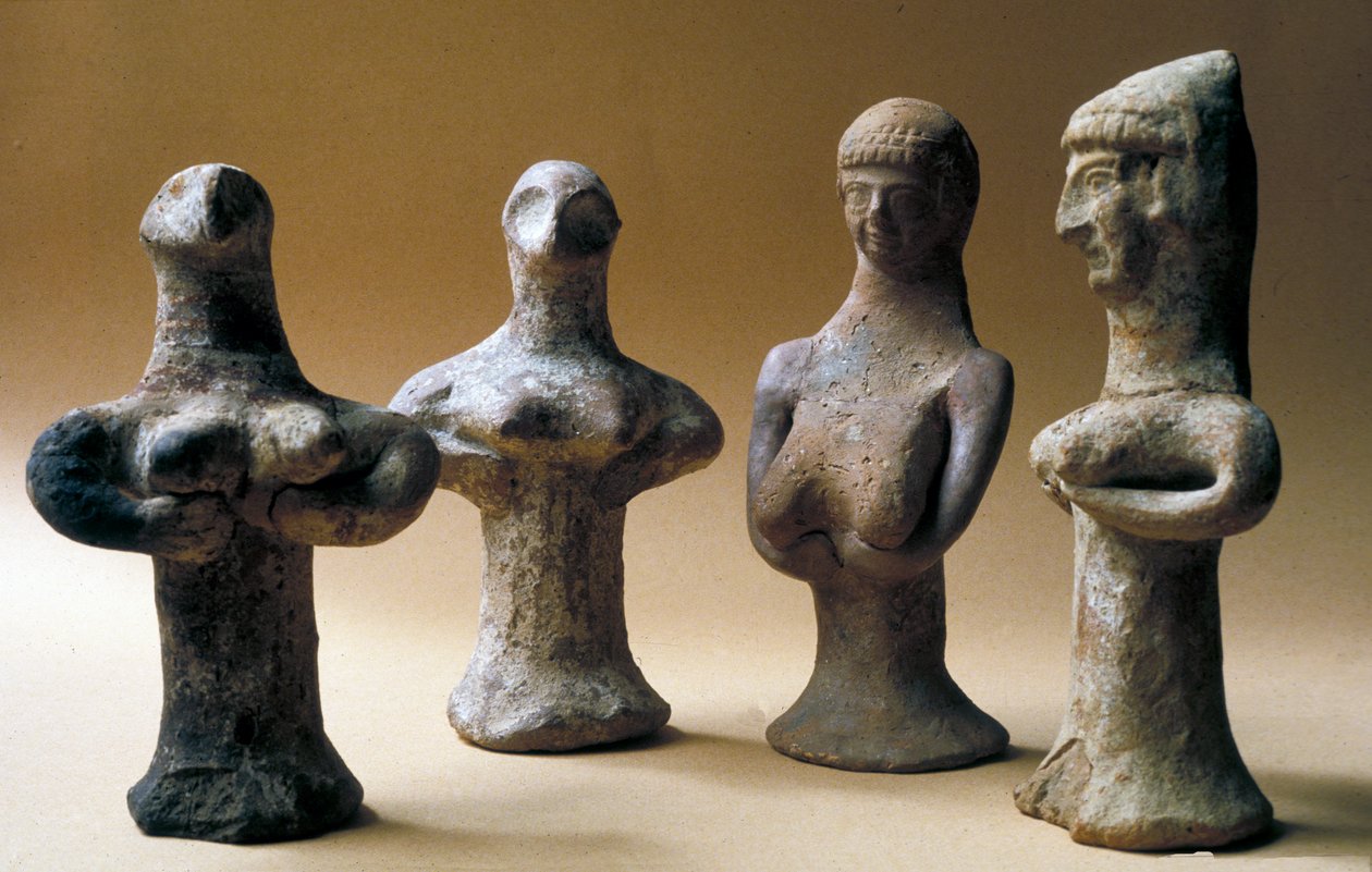 Figurer af Ashera, kanaanæisk, 999-600 f.Kr. (ler) af Bronze Age