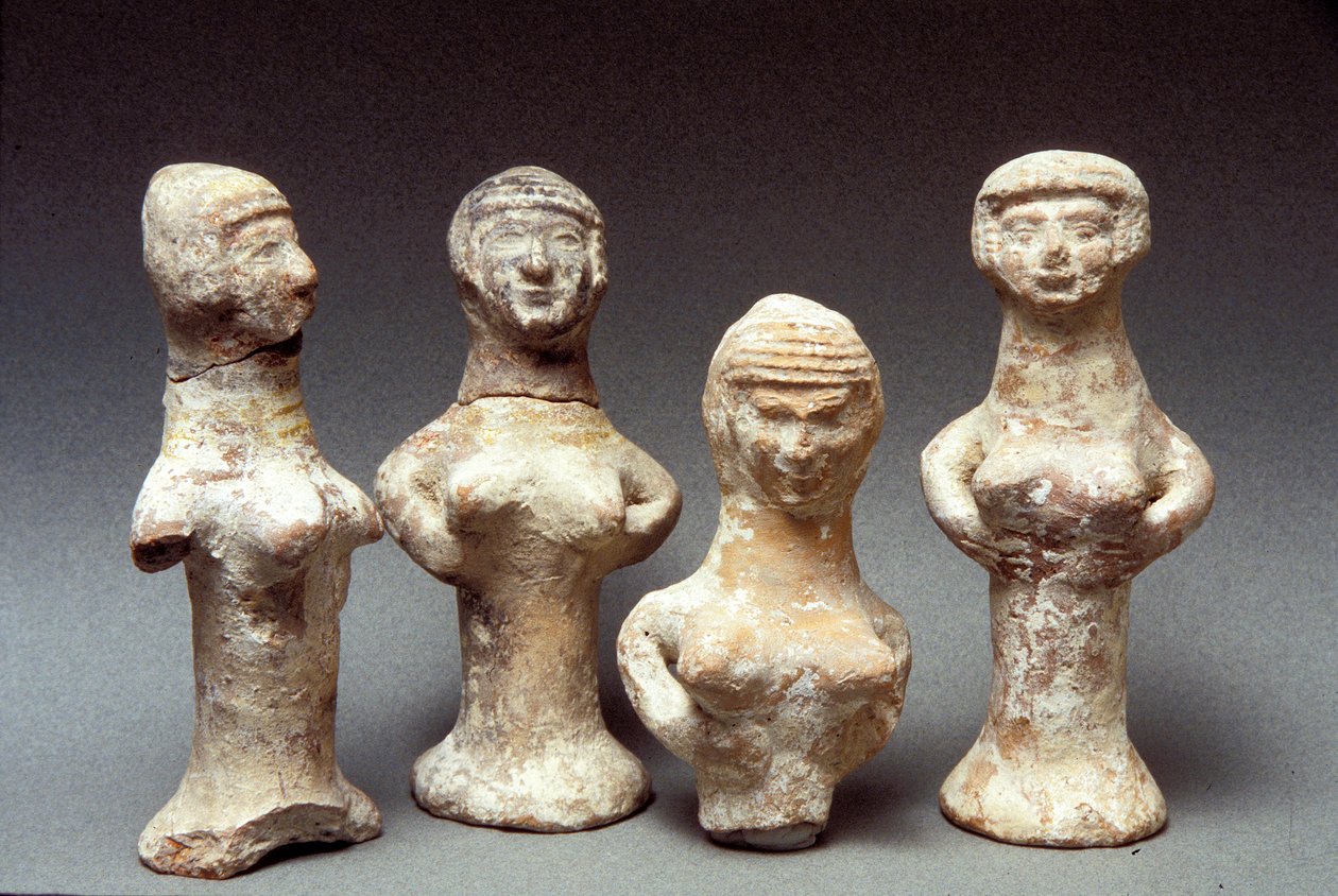 Figurer af Ashera, kanaanæisk, 999-600 f.Kr. (ler) af Bronze Age