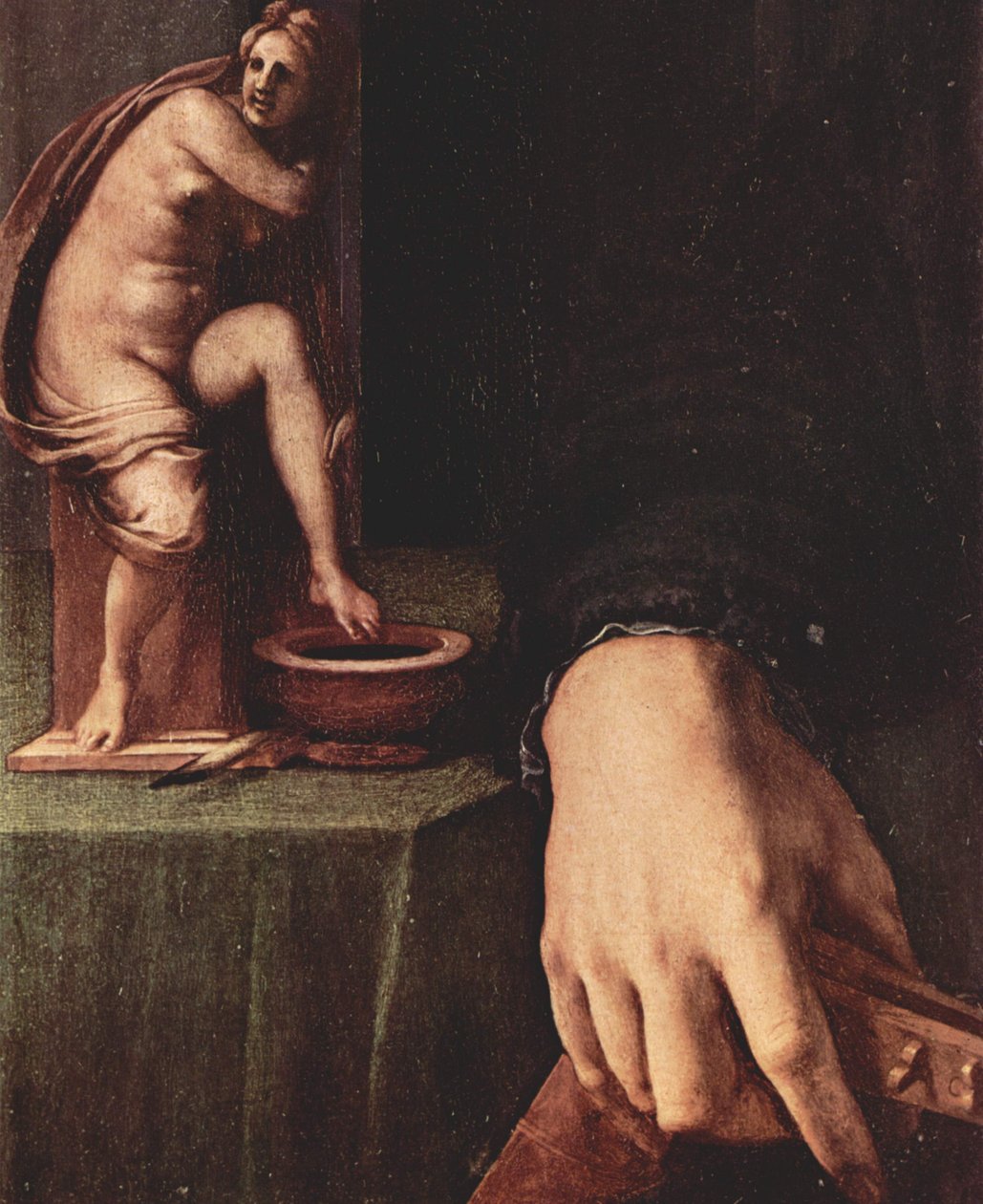 Portræt af en ung mand med lut, detaljer af Agnolo Bronzino