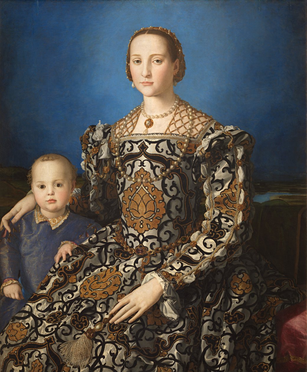 Italiensk: Ritratto di Eleonora di Toledo col figlio Giovanni Portræt af Eleonora af Toledo og hendes søn Giovanni de