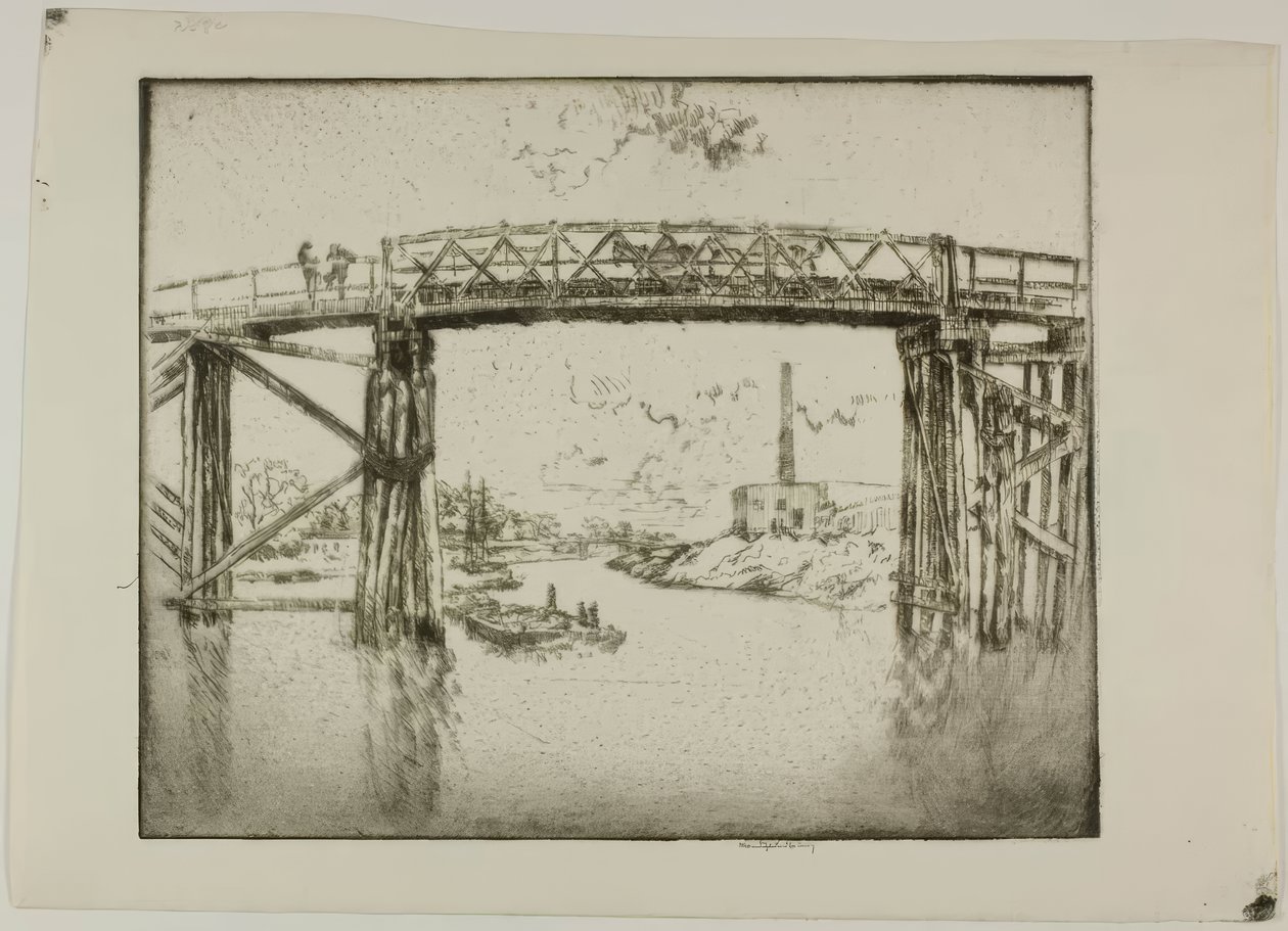 Chicago - Pråme på North Branch af Bror Julius Olsson Nordfeldt