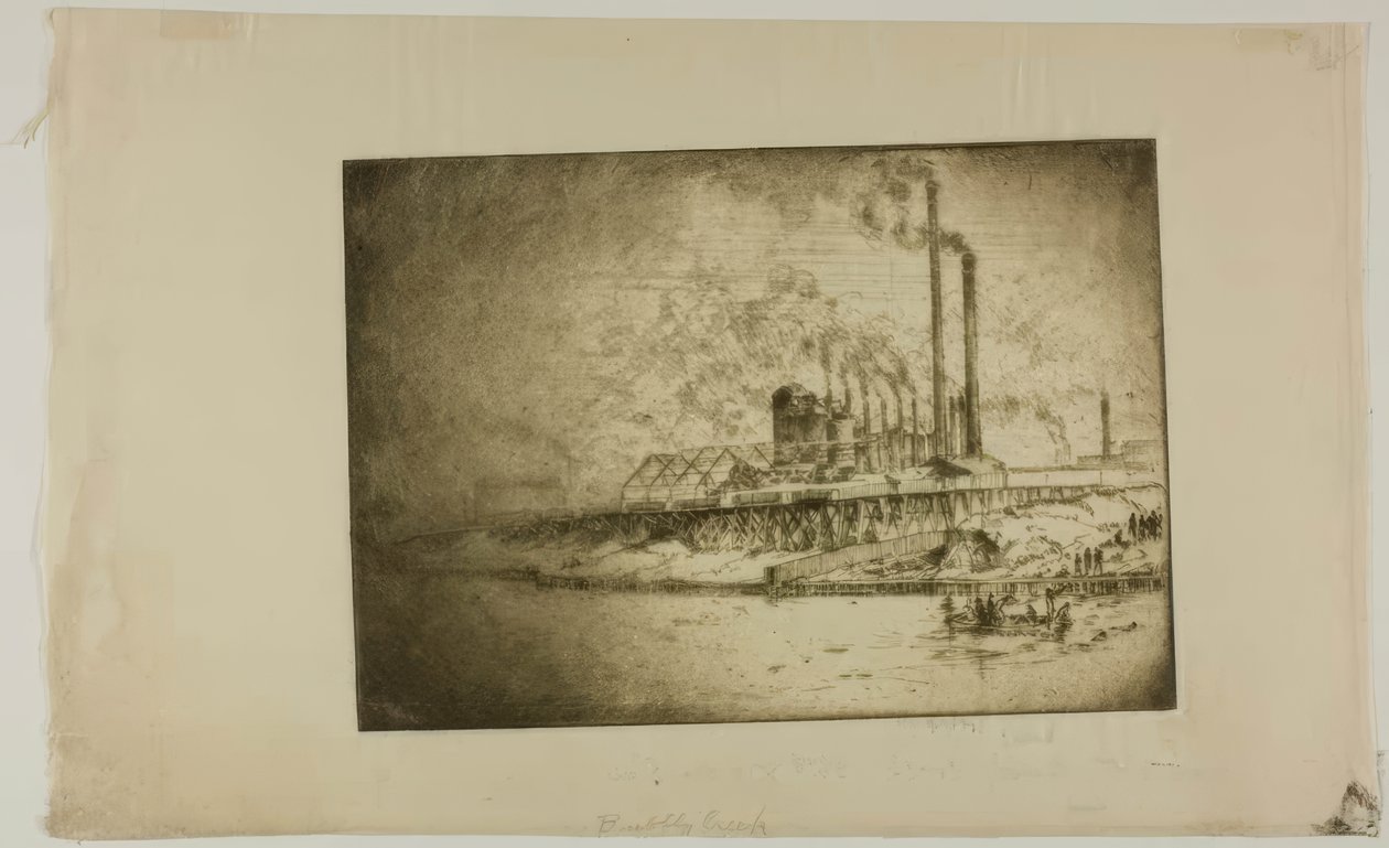 Chicago – Bubbly Creek, 35th St og River af Bror Julius Olsson Nordfeldt