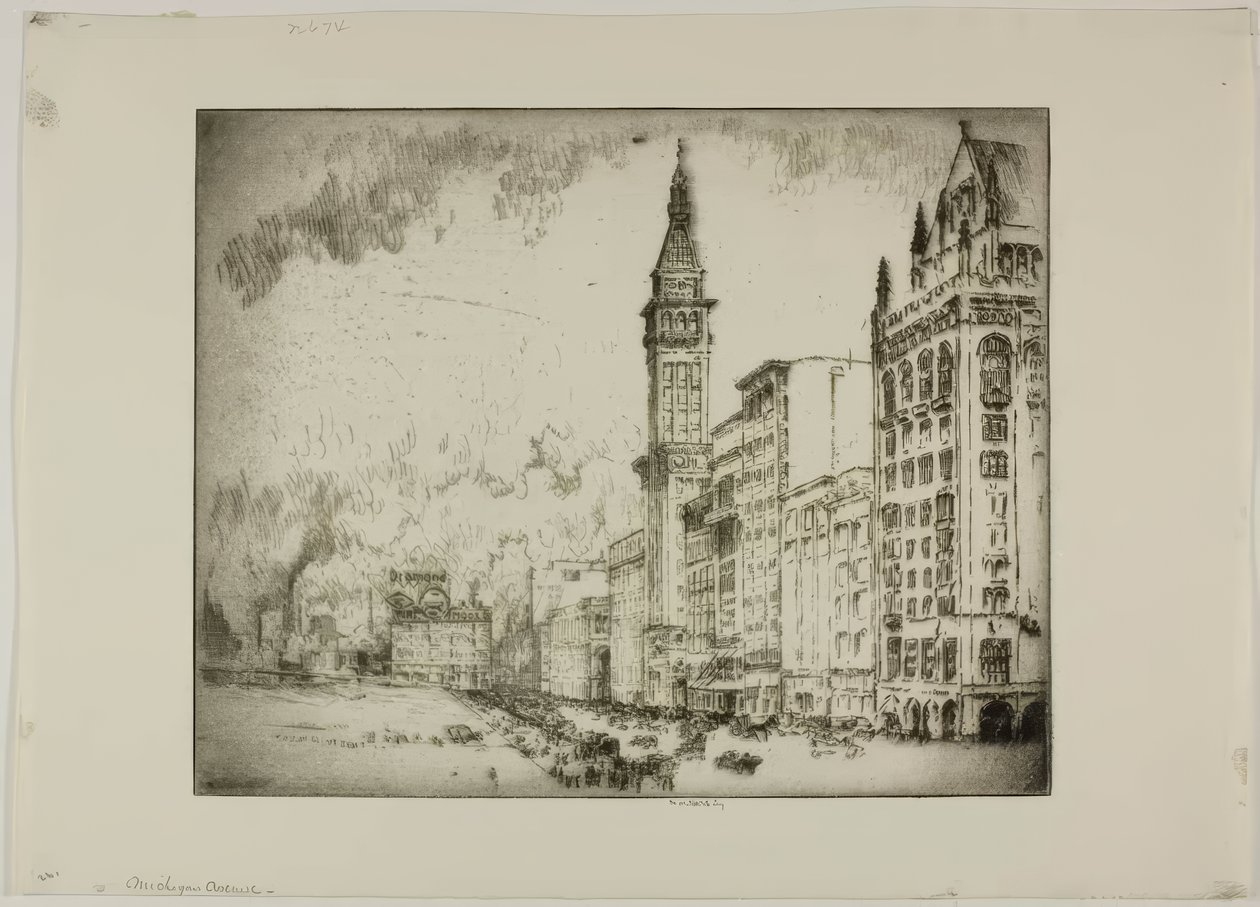 Chicago - Michigan Avenue af Bror Julius Olsson Nordfeldt