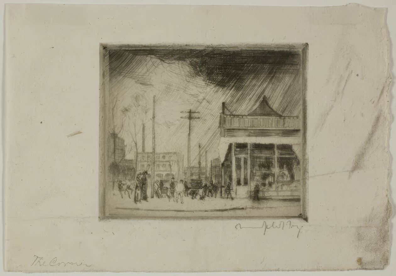 Chicago - The Corner, 57th og Stony Island Ave af Bror Julius Olsson Nordfeldt