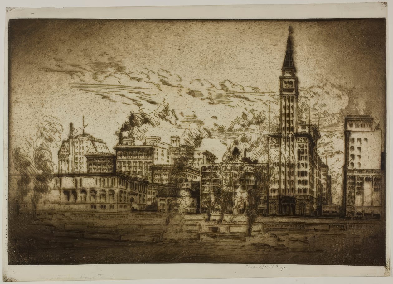 Chicago - Montgomery Ward Tower af Bror Julius Olsson Nordfeldt