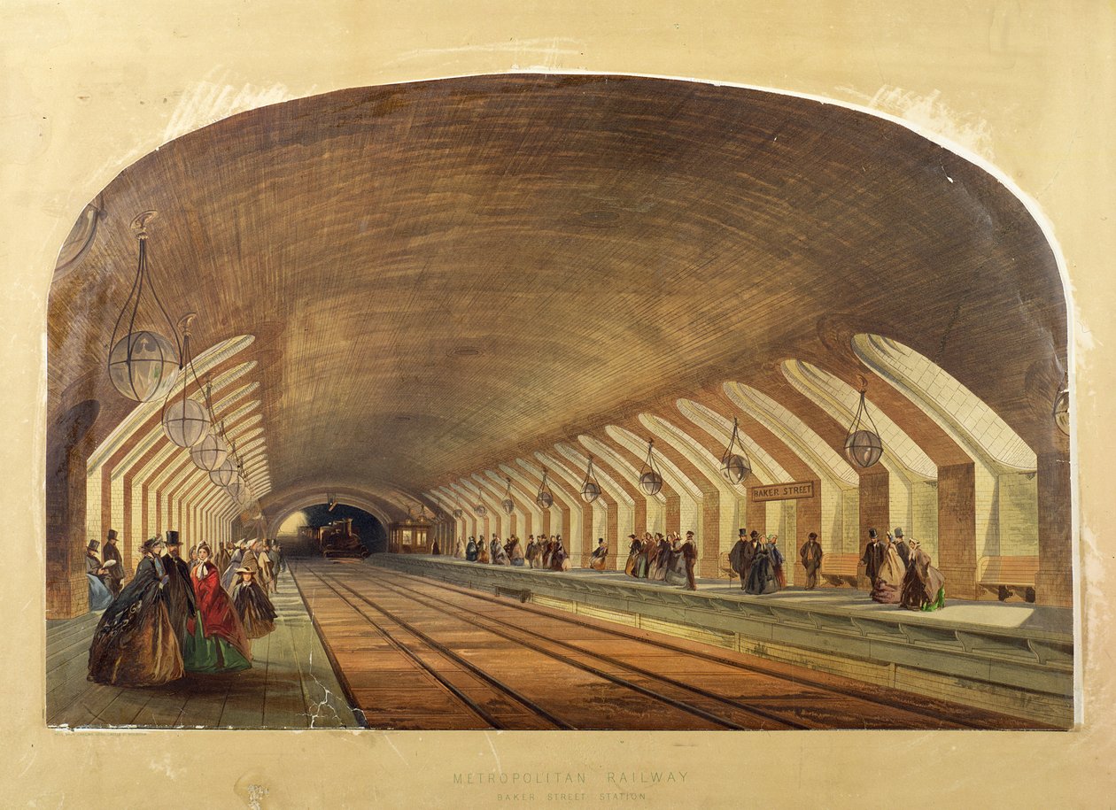 Metropolitan Railway, Baker Street Station, kromolitografi af Brothers Kell