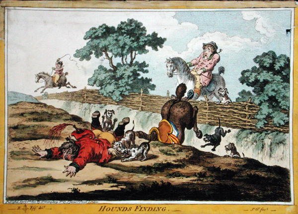 Hounds Finding, ætset af James Gillray (1756-1815) udgivet af Hannah Humphrey i 1800 (håndfarvet radering) (se også 191237) af Brownlow (after) North