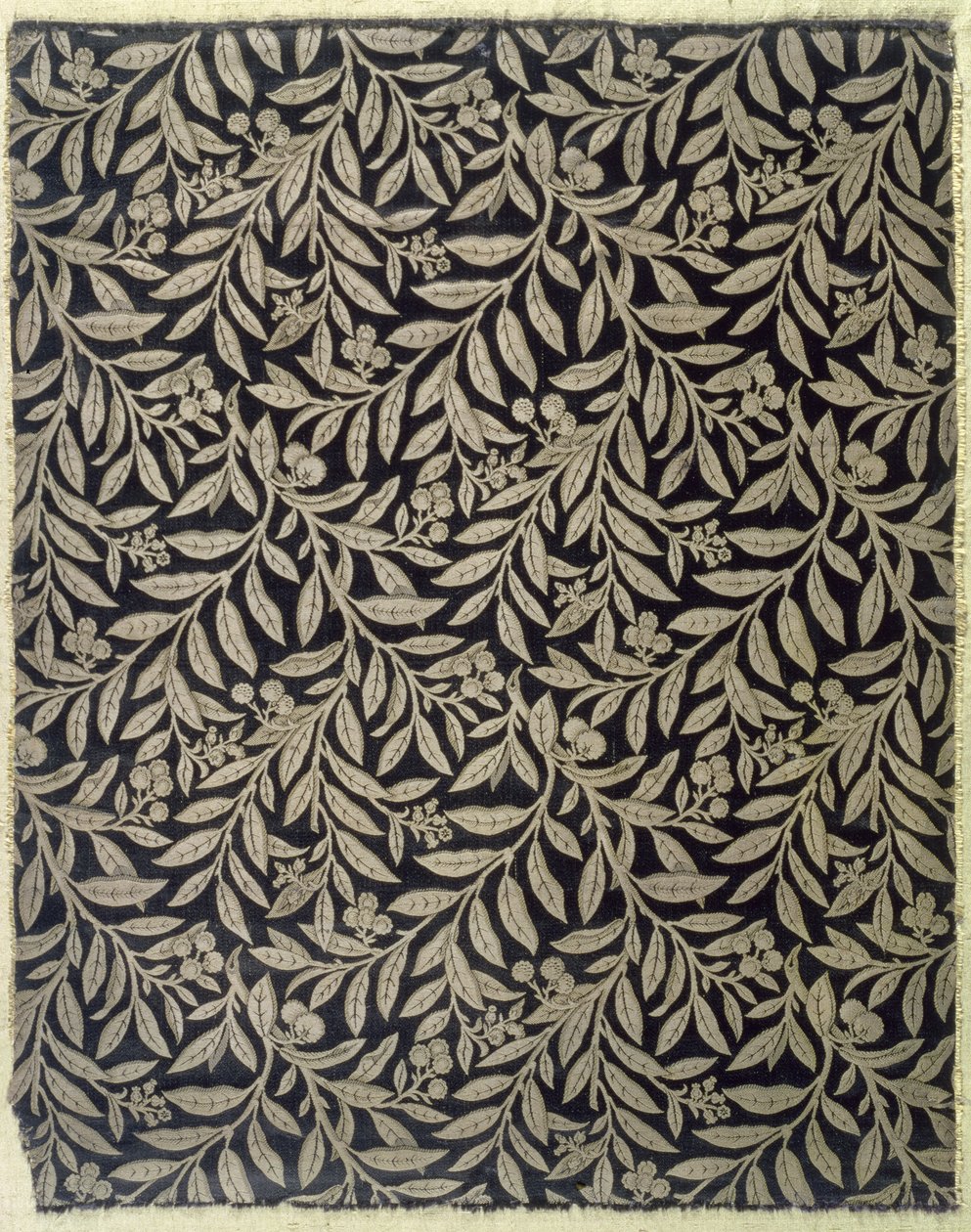 Frugter og blade, lavet af Warner & Ramin, ca. 1875 (vævet silkevæv) af Bruce James Talbert