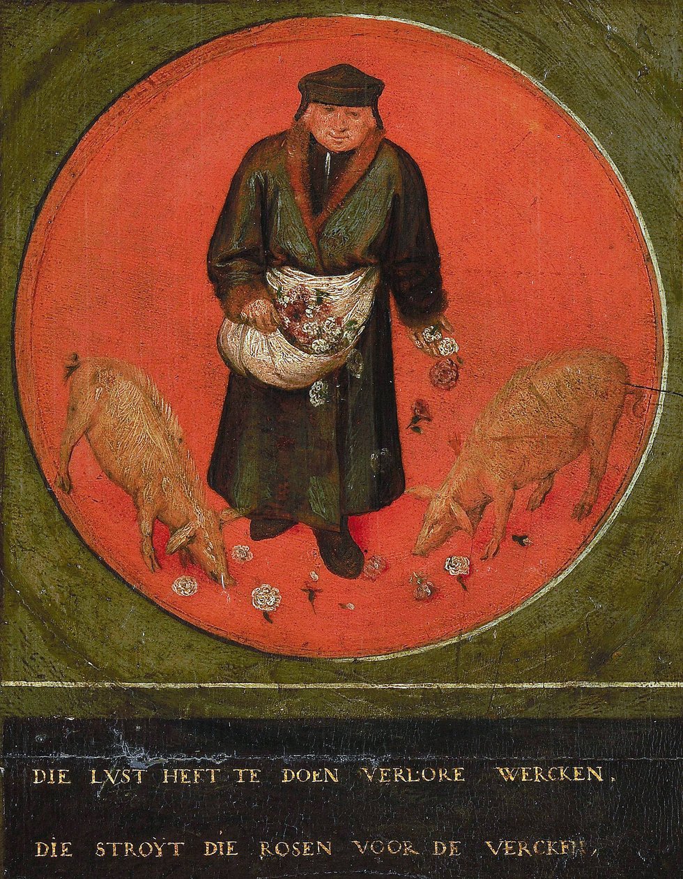 Den, der ville spilde sin indsats, kaster roser for svin, 1558. af Bruegel