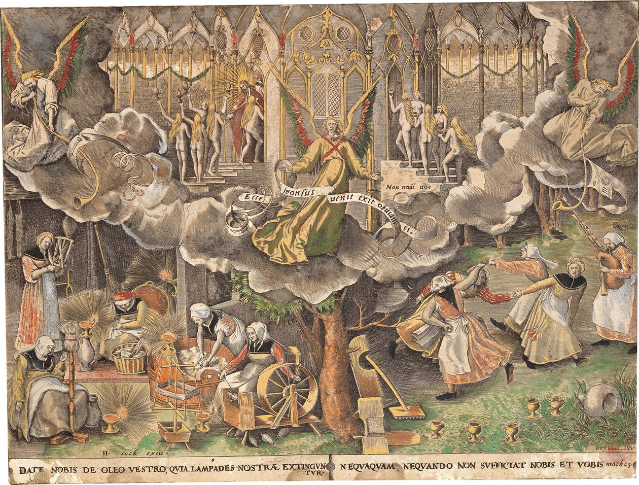Lignelsen om de vise og tåbelige jomfruer, ca. 1560. af Bruegel