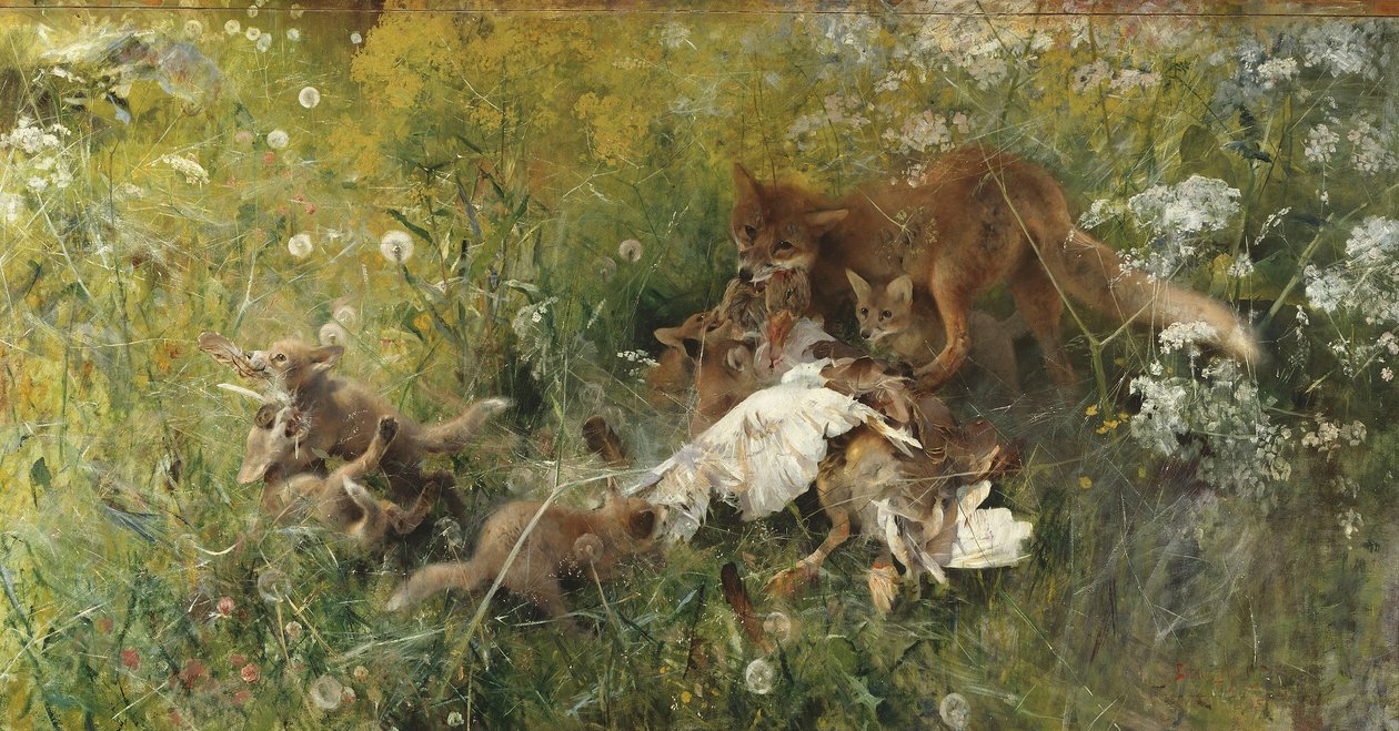En rævefamilie af Bruno Andreas Liljefors