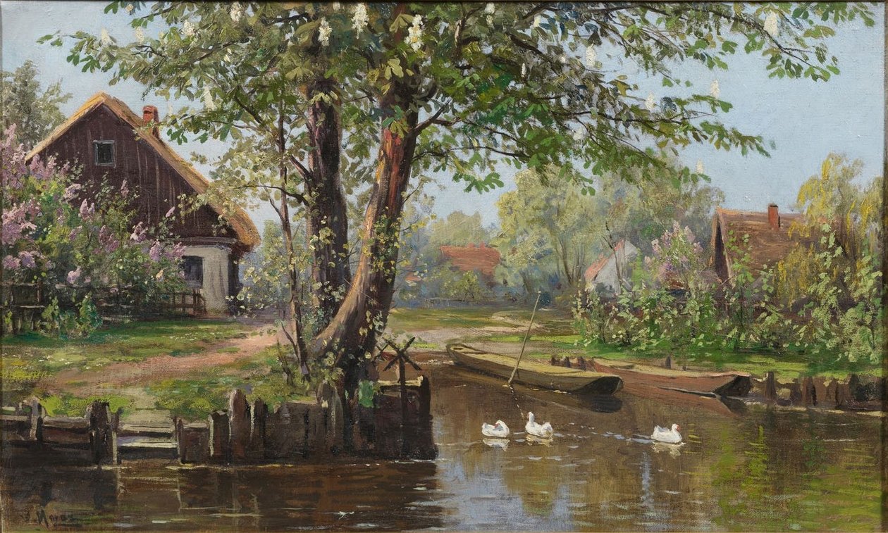 Forår i Spreewald Lehde nær Lübbenau af Bruno Moras