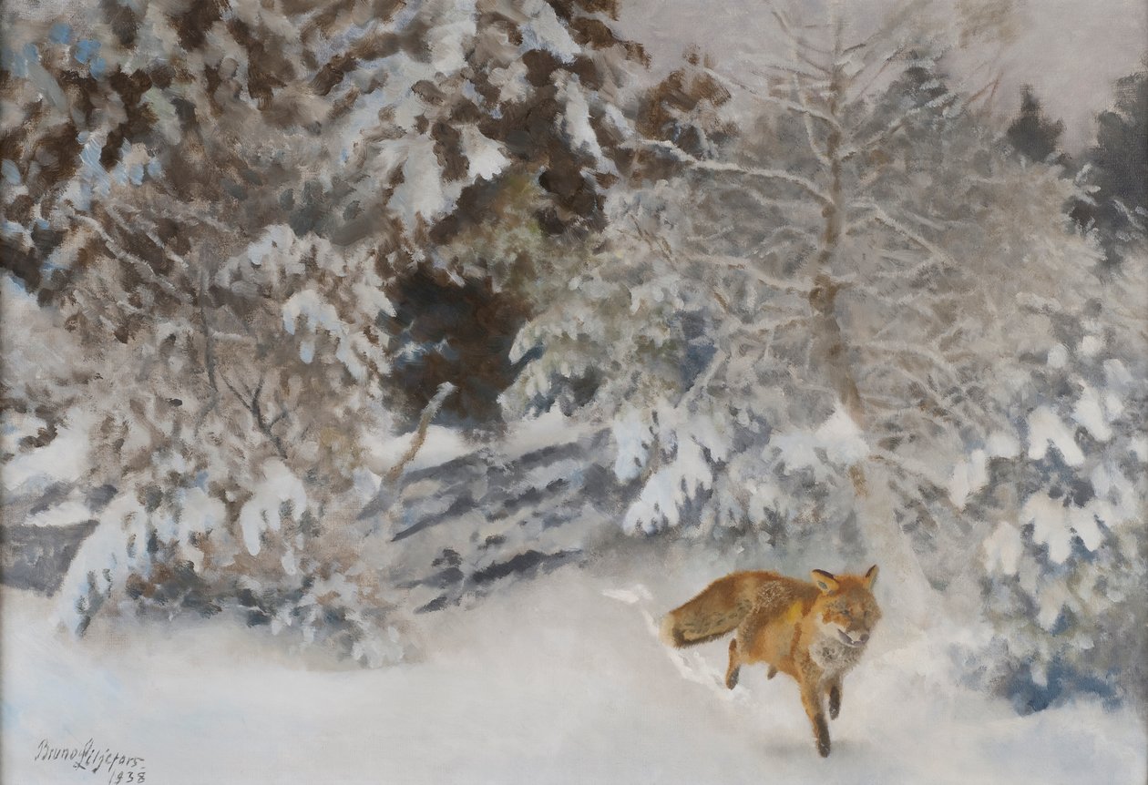 Ræv i vinterlandskab, 1938 af Bruno Andreas Liljefors