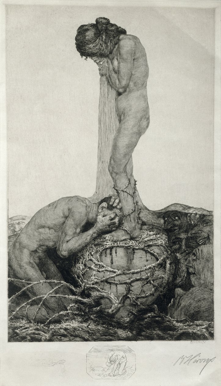 Grief, 1916 (Remarque proof radering på papir) af Bruno Heroux