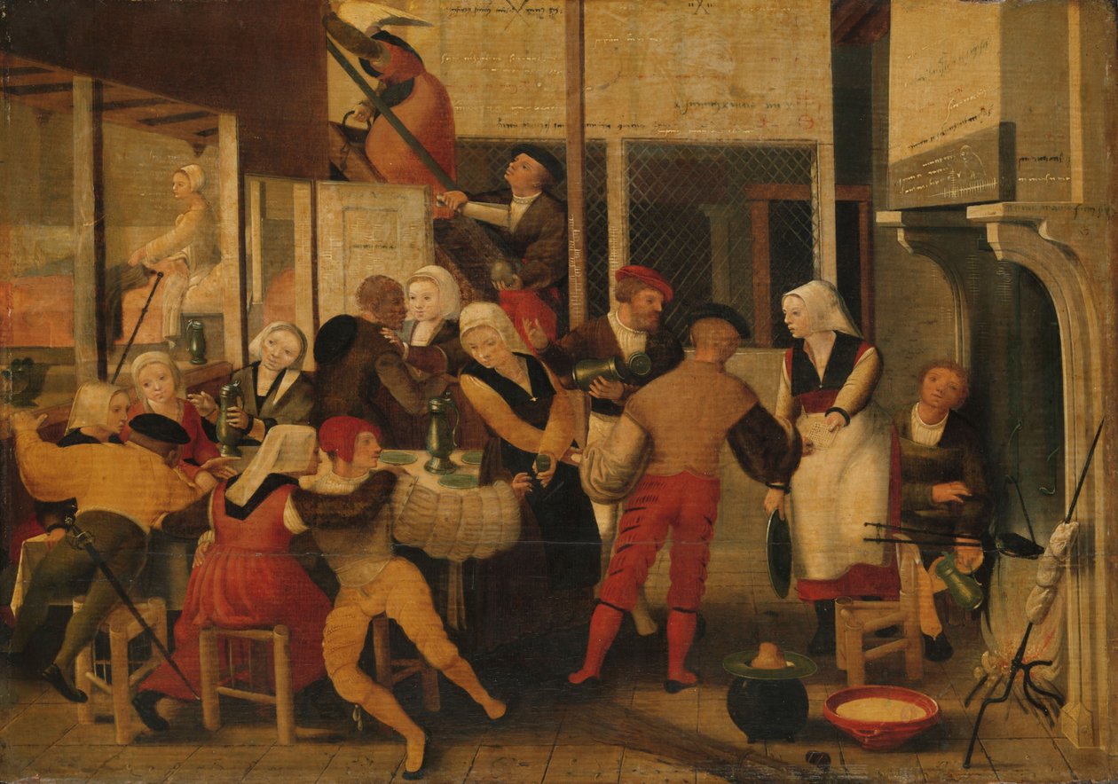 Fest i et bordel, ca. 1540 (olie på panel) af Brunswick Monogrammist