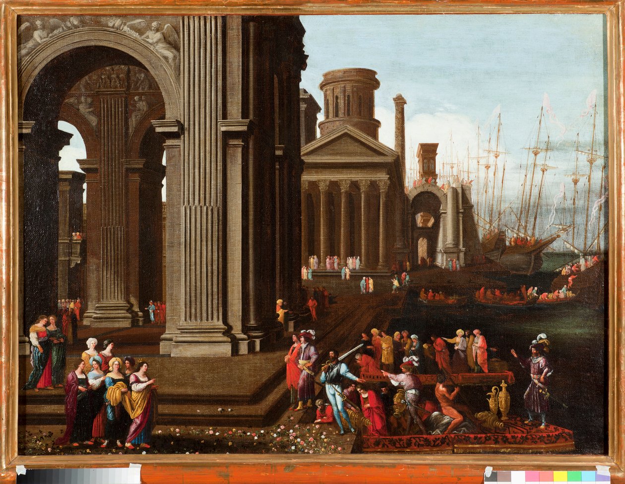 Boarding af Saint Ursula, bretonsk kristen prinsesse til pilgrimsfærd med St Cyriac of Rom Maleri af Agostino Buonamici dit Tassi (1566-1644) Genes Musei di Strada Nuova (ex Palazzo Rosso) af Buonamico Agostino Tassi