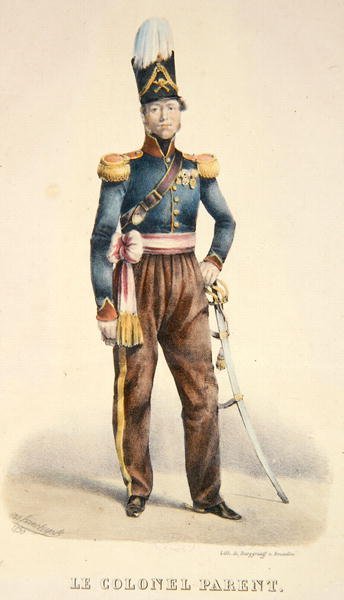 Oberst Pierre Joseph Parent (d.1881) c.1831 (farve litho) af Burggraaf Burggraaf