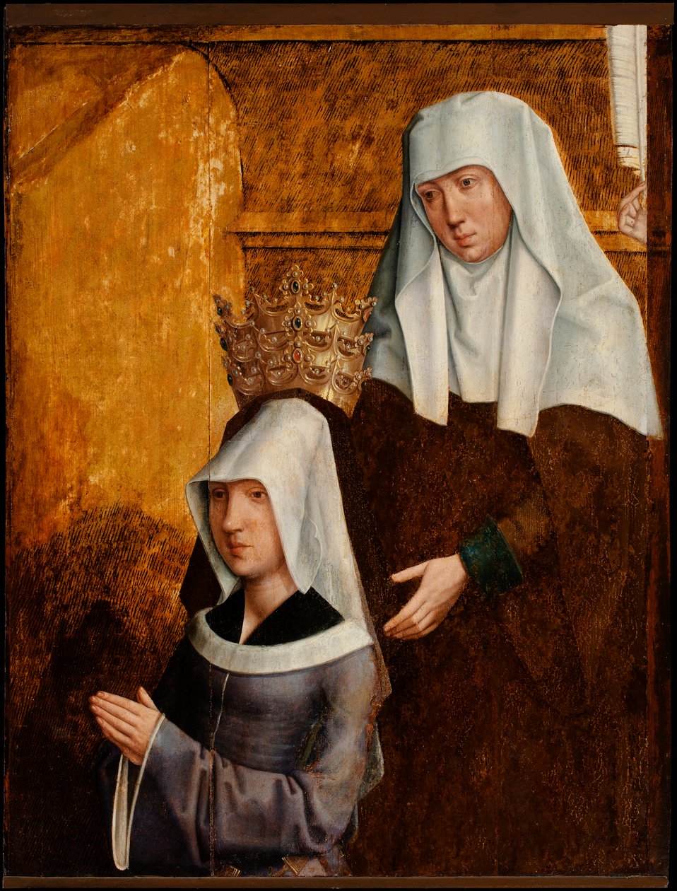 Guillemette de Vergy og hendes skytshelgen, muligvis Elizabeth af Ungarn af Burgundian