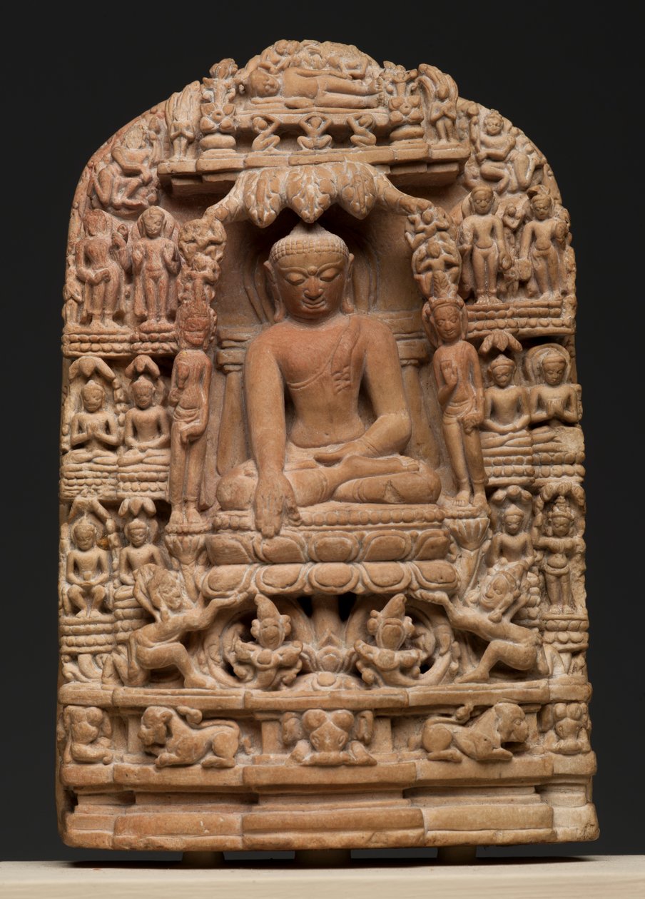 Plaque, der viser episoder fra Shakyamuni Buddhas liv (pyrofyllit) af Burmese School