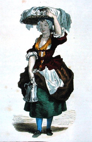 Flødesælger i 1774 (farvegravering) af Burn (fl.1840 60) Smeeton