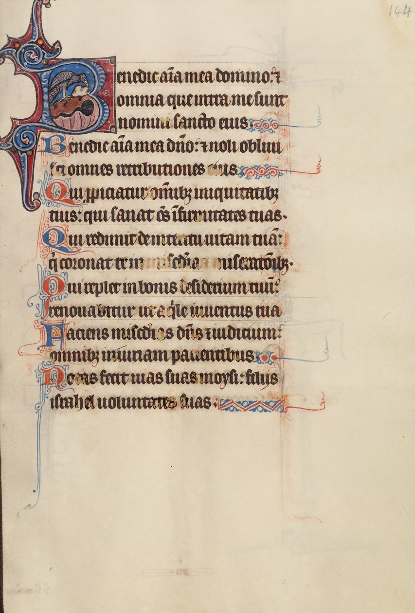 Initial B: En ørn skubber en sten ned i et springvand af Bute Master