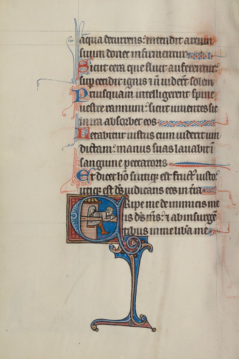 Initial E: Michol hjælper David med at klatre ud af et vindue af Bute Master
