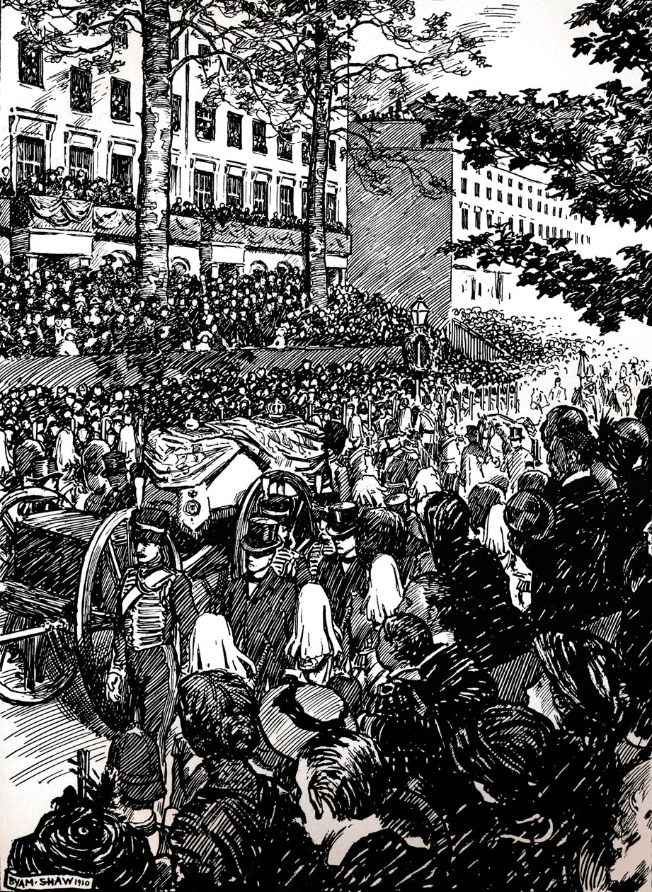 Kong Edward VIIs sidste rejse gennem London: Begravelseskorteget i Piccadilly, 1910 1911 af Byam Shaw